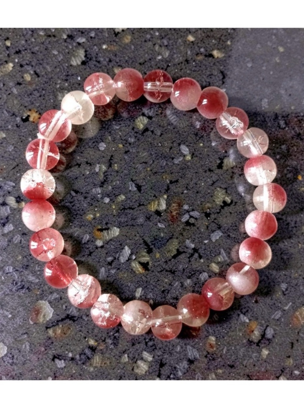 ⭐️ 5 for $25 Glass Crystal Red & White Beaded Stretchy Bracelet